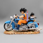 Figurine DBZ Sangoku et Gohan en moto bleu