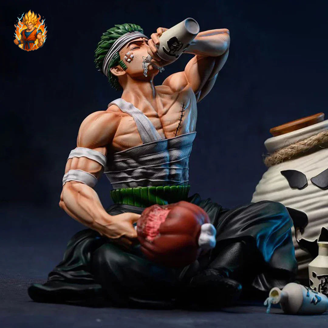 Figurine de Zoro de One Piece en train de manger