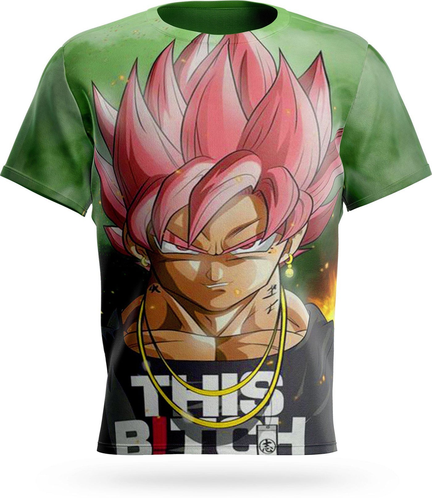 Camiseta Dragon Ball Super Goku Negra SSJ Rosada