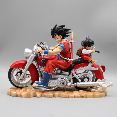 Figurine DBZ Sangoku et Gohan en moto rouge